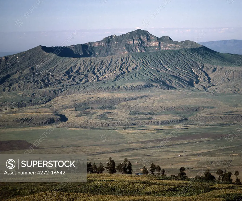 Mount Longonot, 9,110 feet high, lies on the floor of the Great Rift Valley, thirty five miles northwest of Nairobi. It is called after the apt Maasai name for it, Ol doinyo Loonongot, the mountain of many valleys and gullies. Of volcanic origin, the last eruption of a parasitic cone happened only 5,000 years ago.