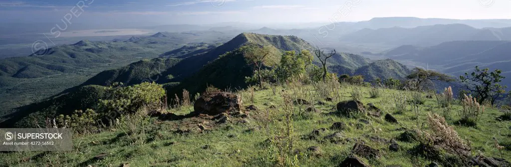 A spectacular view of the Laikipia Escarpment and Lake Baringo in the far distance.