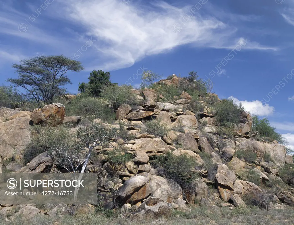 A huge jumble of rocks in the northern foothills of the Ndoto Mountains.