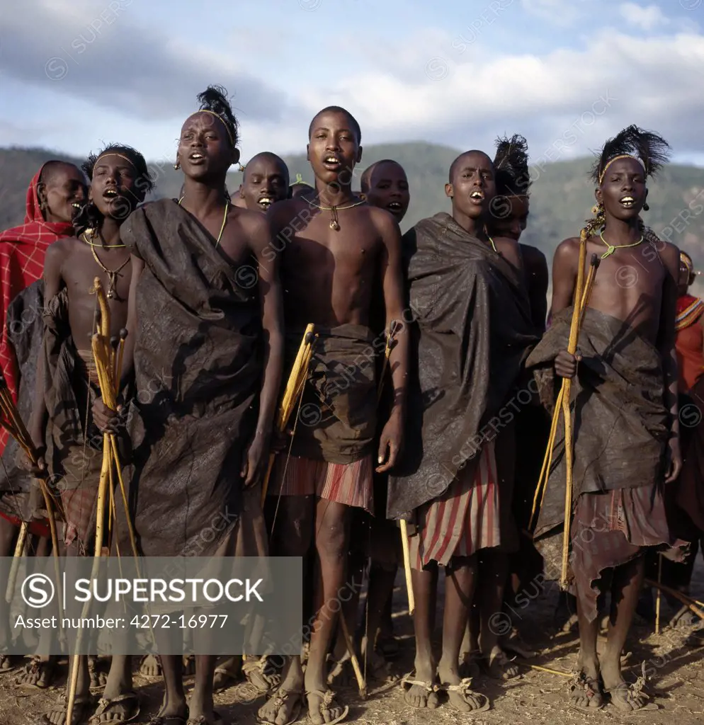 Samburu initiates sing during the month after their circumcision.  As their wounds heal, their dances become more energetic.  Before long, they imitate the dances of the warriors which, hitherto, they have been forbidden to perform.