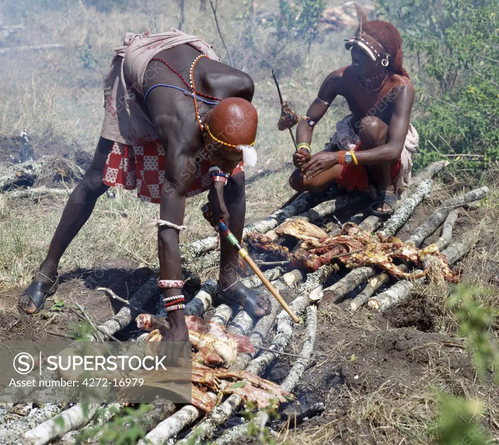 During every Samburu ceremony, cattle are slaughtered and meat is roasted over wood fires.  Warriors will never eat meat in the presence of married women.