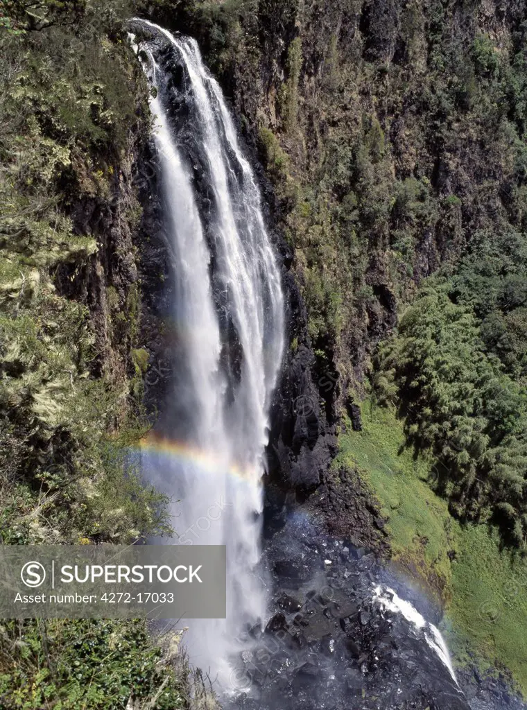 The Karura Falls at the top of the Aberdare Mountains.