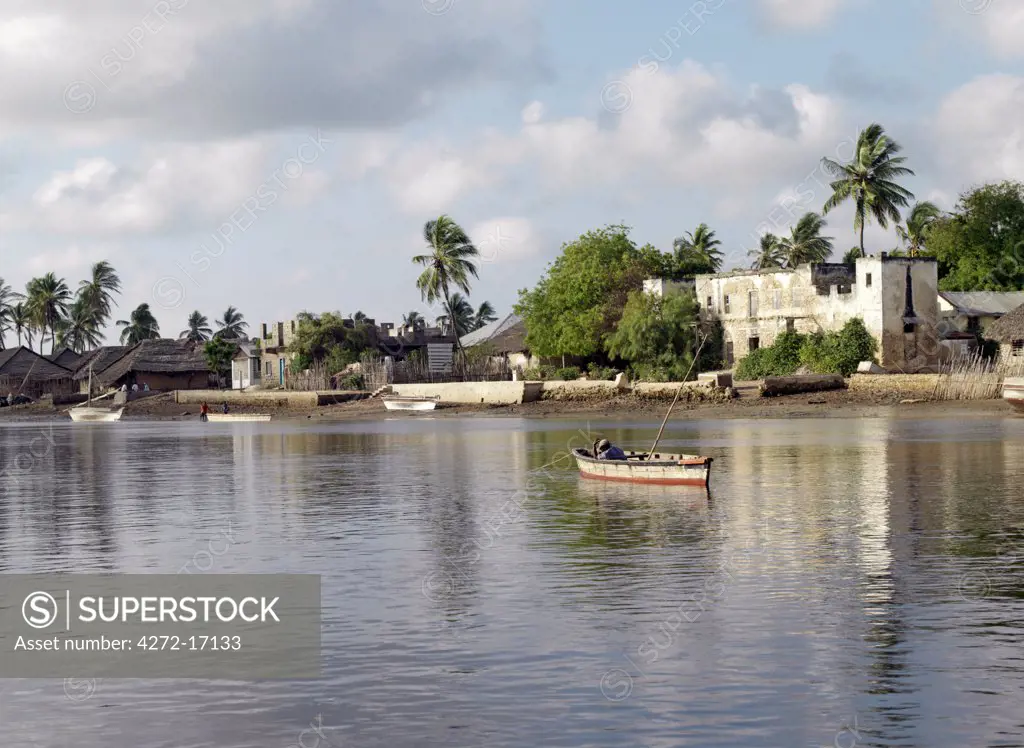The waterfront of the old historic town of Faza on Pate Island can only be approached by sailing boats at high tide along a tidal inlet lined with mangrove trees. The chequered history of Faza dates back several hundred years.