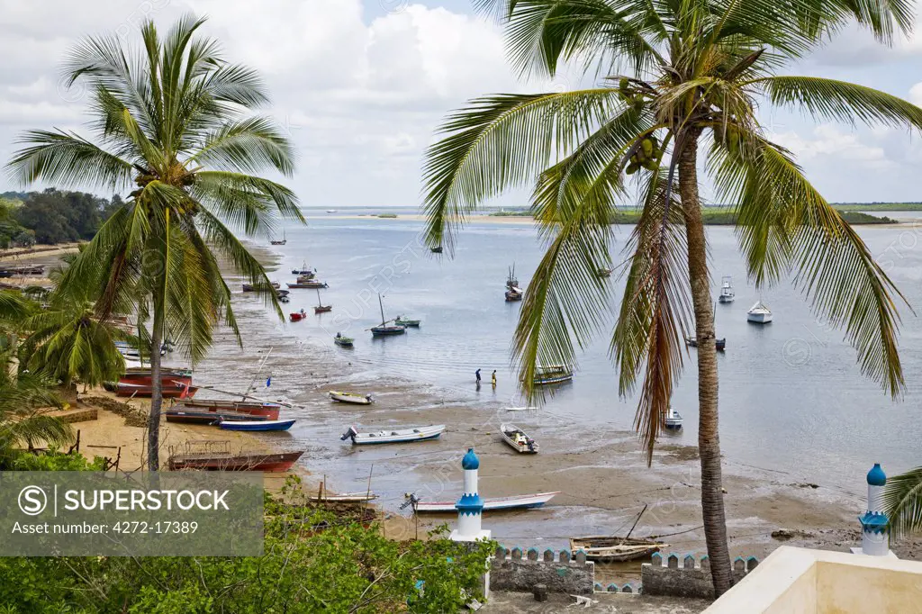 Kenya, Lamu Island, Shela. The small sheltered harbour at Shela on Lamu Island.