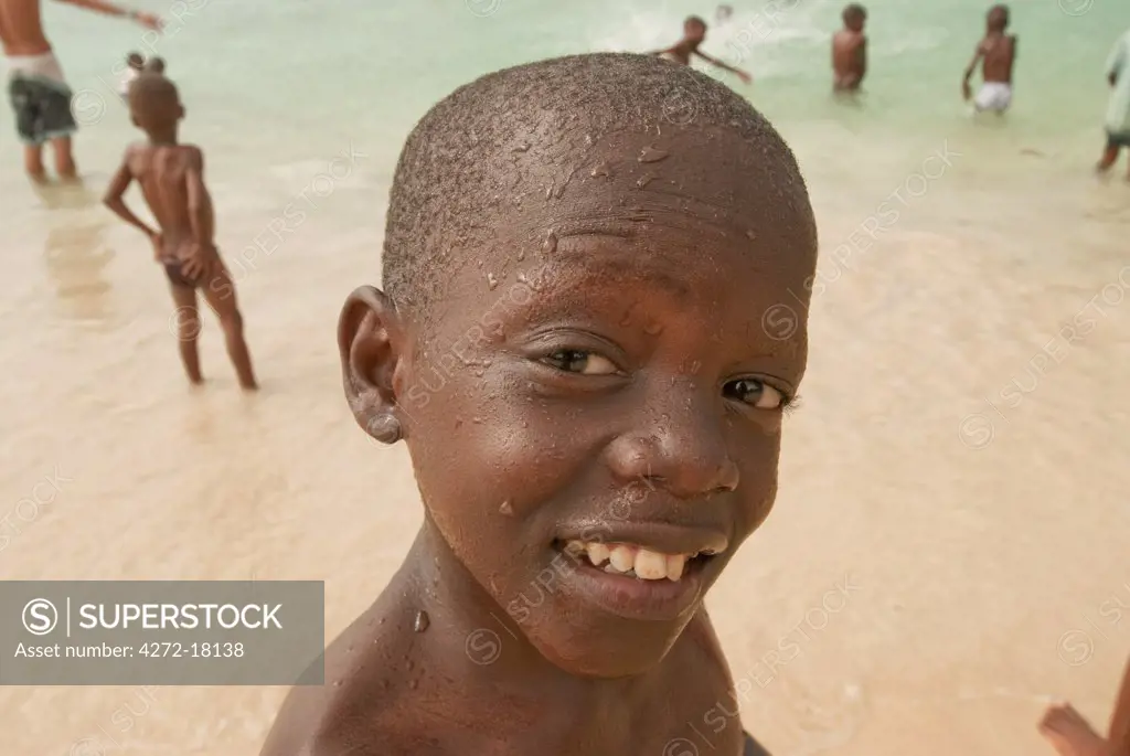 Orphan boy at Beehive Beach, Mombasa, Kenya