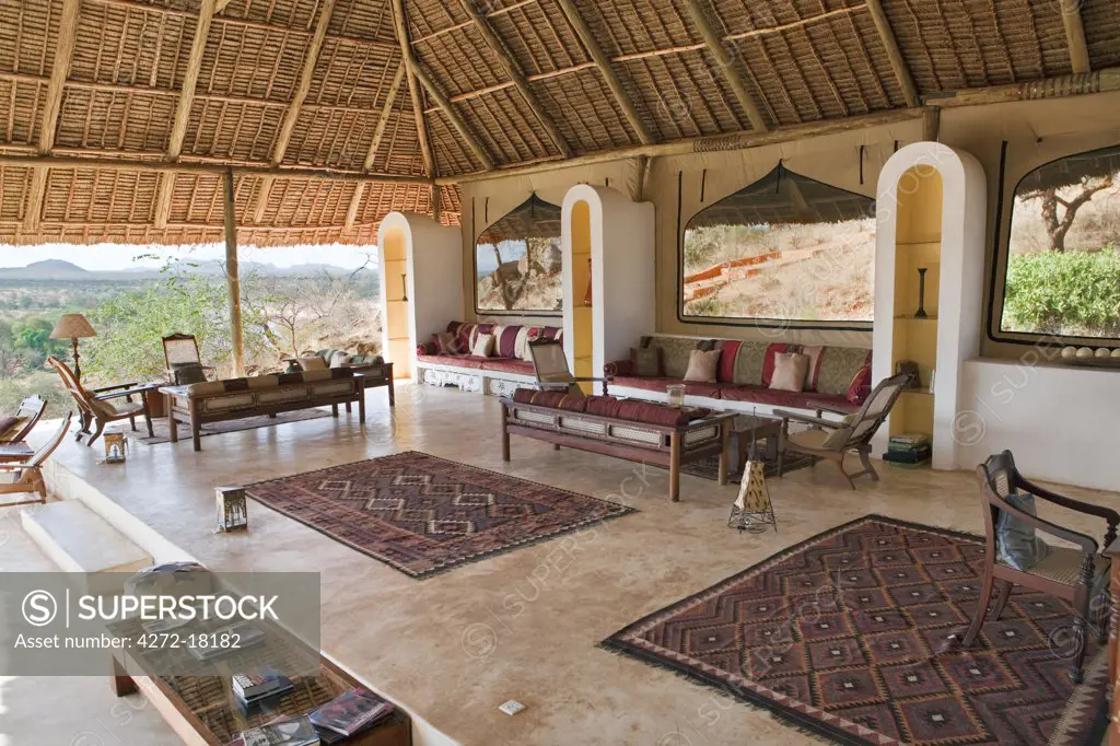 Kenya, Part of the luxurious Sasaab Lodge on the banks of the Uaso Nyiru River near the Samburu National Game Reserve