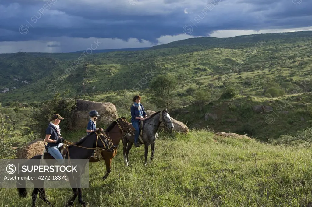 Kenya, Laikipia, Ol Malo.  Horse riding safari at Ol Malo. (MR)