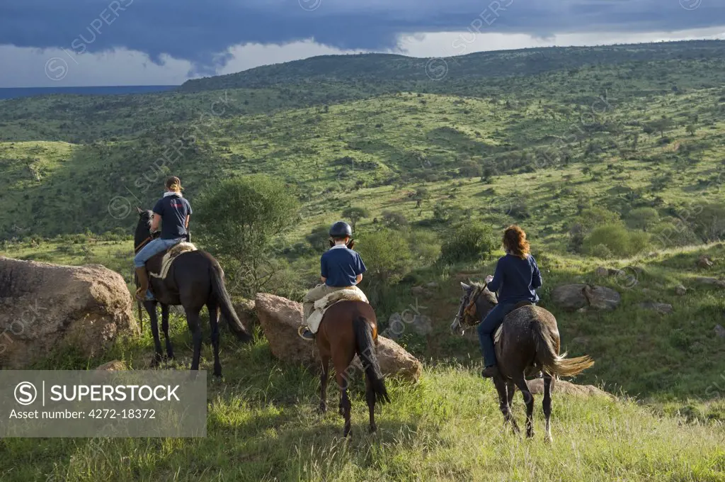 Kenya, Laikipia, Ol Malo.  Horse riding safari at Ol Malo.(MR)
