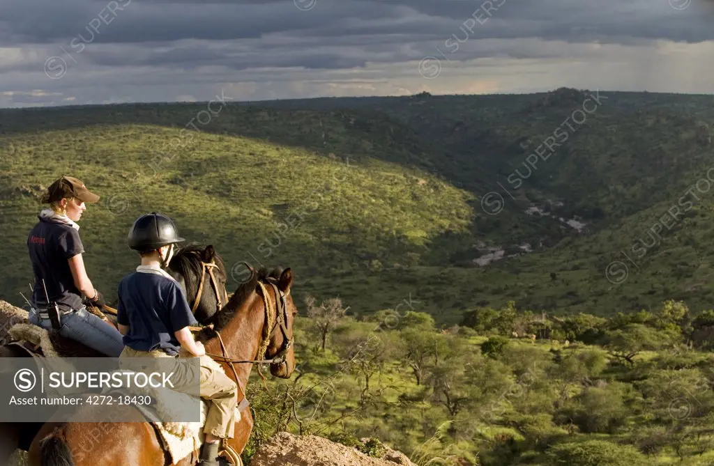 Kenya, Laikipia, Ol Malo.  Horse riding safari at Ol Malo.