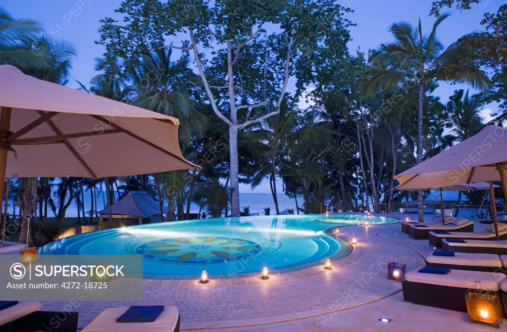 Kenya, Coast, Diani Beach.  Swimming pool of the Presidential Suite at Almanara Beach Resort.