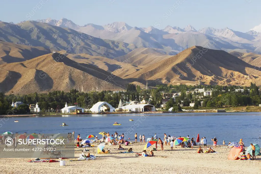 Beach on Lake Issyk Kul, Cholpon Ata, Kyrgyzstan
