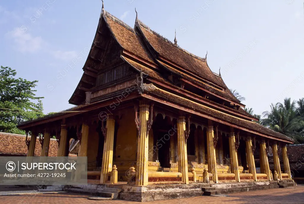 Wat Haw Pha Kaew, former royal temple of the Lao monarchy, built 1565 by King Setthathirat, razed during 1828 Siamese-Lao War, re-built 1936-42.