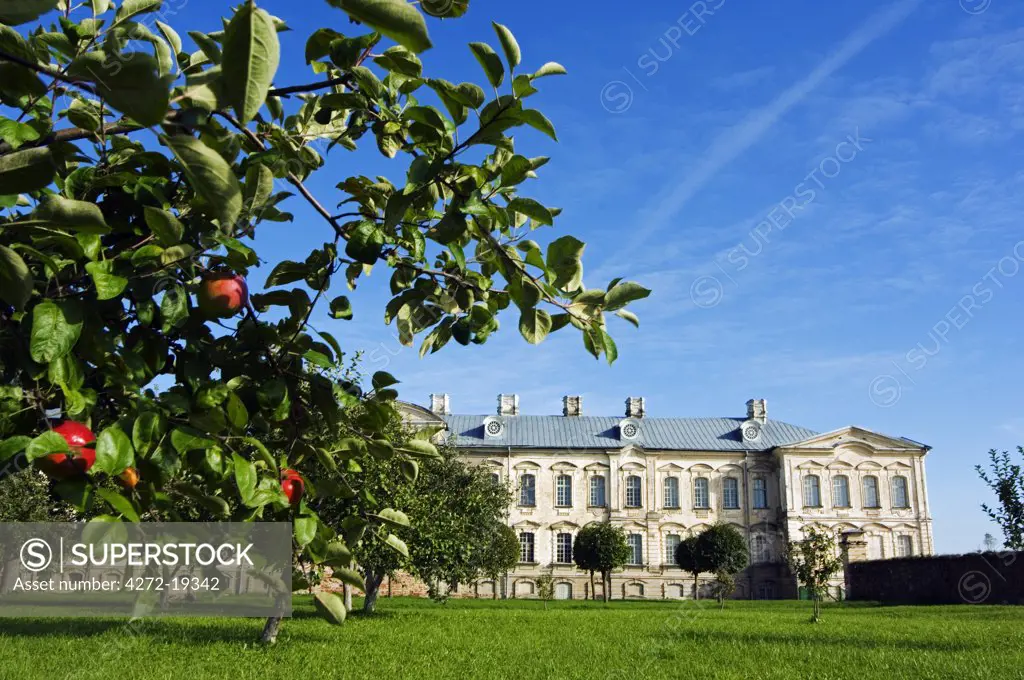 Apple trees in Palace Gardensof the  Baroque Style Rundales Palace (Rundales Pils) designed by Architect Bartolomeo Rastrelli Built in 18th Century for Ernst Johann von Buhren (1690-1772) Duke of Courland