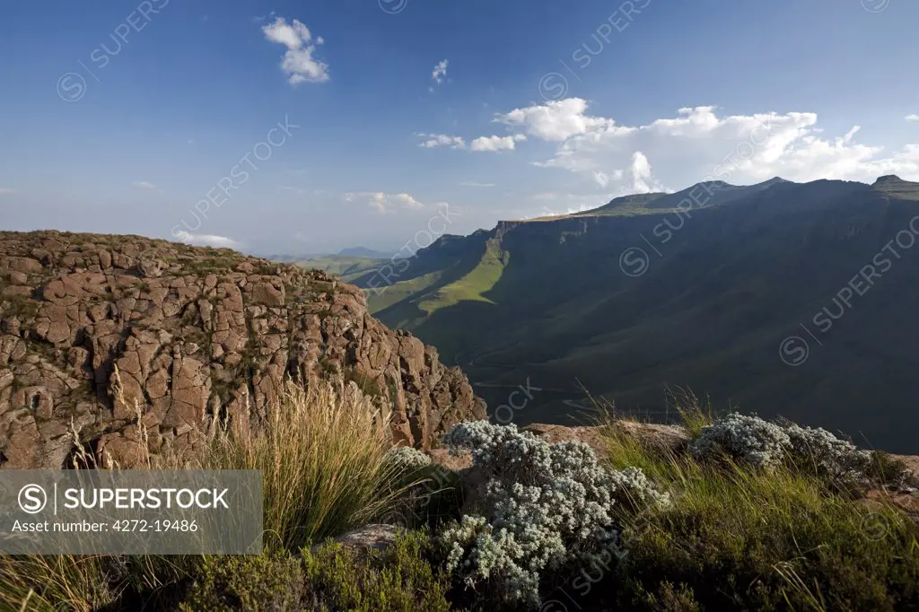 Lesotho, Sani Pass. The border with South Africa in the Drakensberg Mountain range. Stunning views from the top of the Pass.
