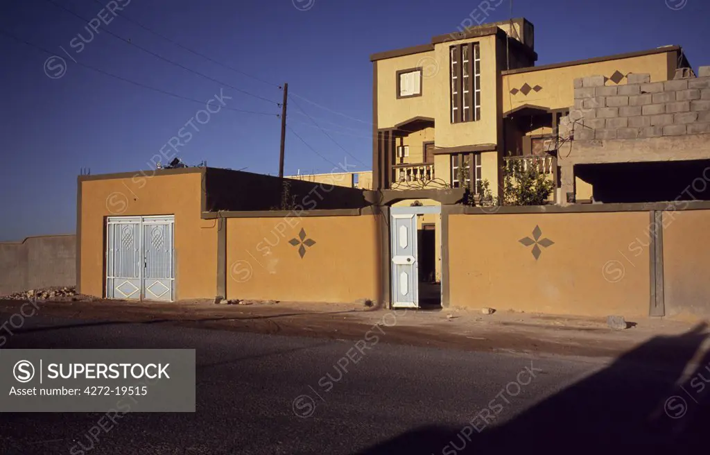 Typical modern house with flat roof in Ruhaybait.