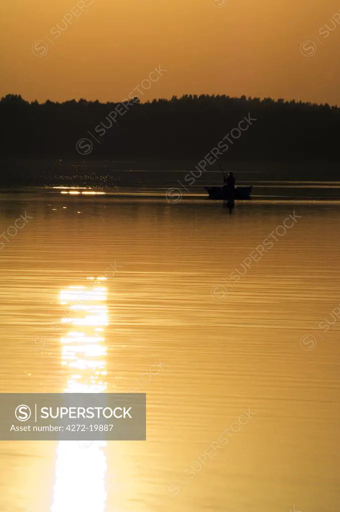 Lithuania, Aukstaitija National Park, Land of Lakes and Hills. A beautiful sunset on a Lake in Lithuania's first National Park.