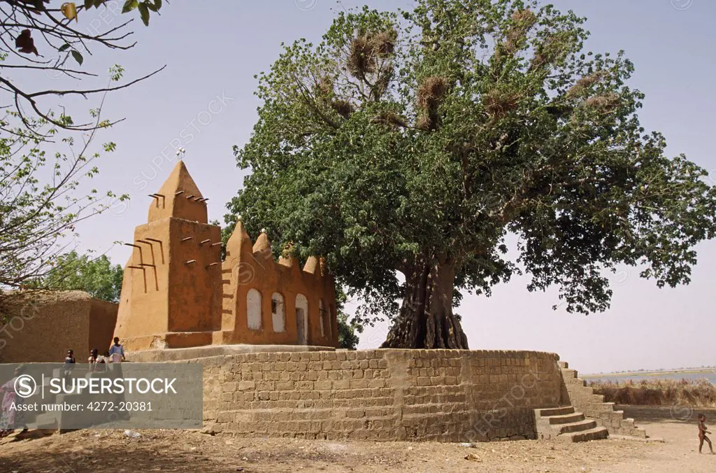 A huge tree shades one of the three mosques in the village of Segoukoro on the banks of the Niger River near Segou