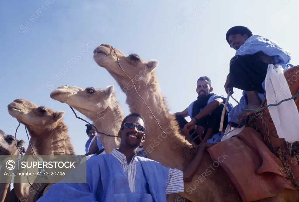 Meharistes, Soldiers Of The Desert, preparing for their annual camel race. All are in traditional costume especially for the occasion. Usually they would wear a uniform.