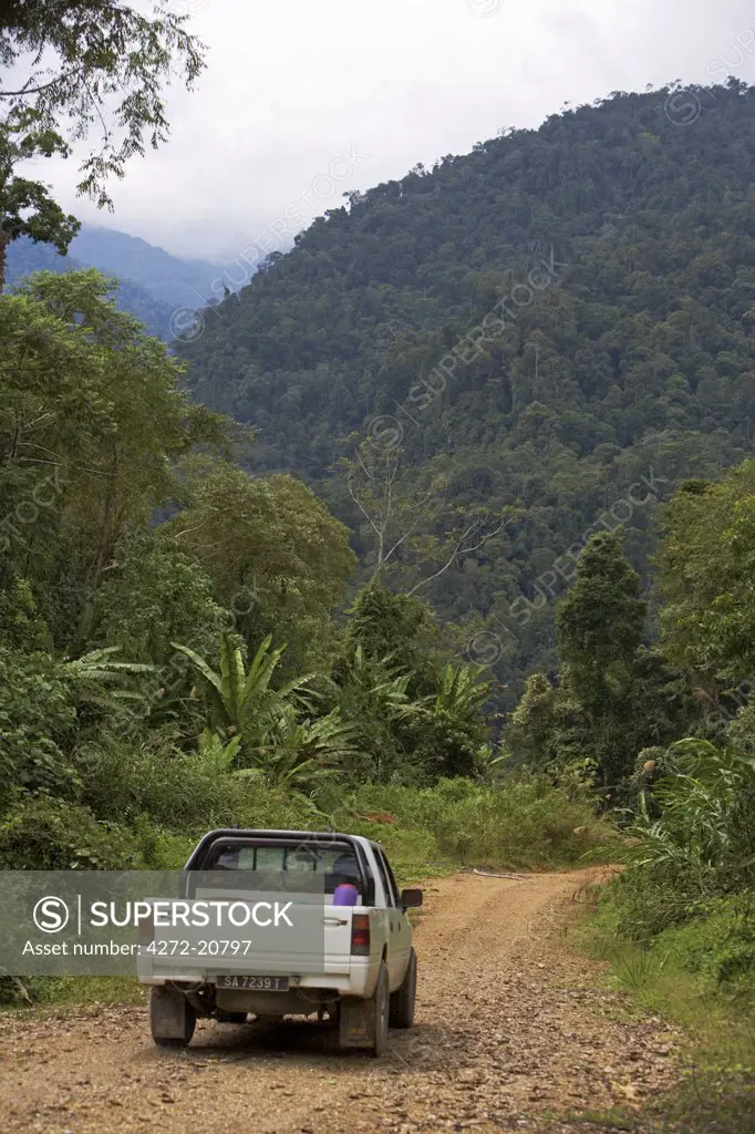 Cross country driving in the Crocker Range of Sabah, Borneo,