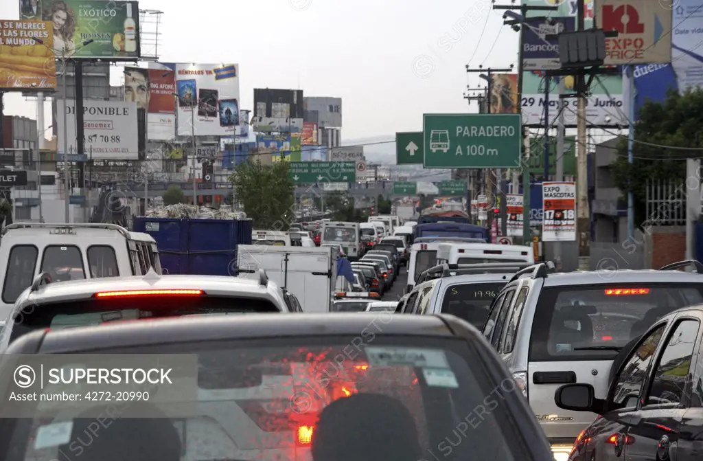 Mexico, Mexico City. Rush hour traffic on the Boulevard Periferico.