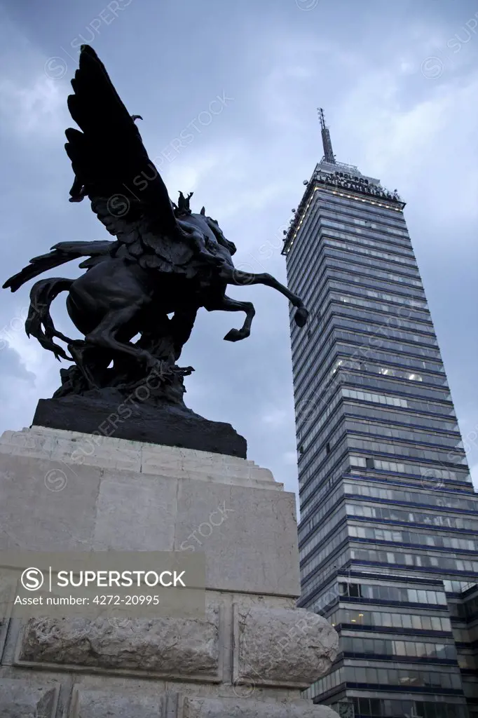 Mexico, Mexico City. The Torre Latinoamericana (literally, Latin American Tower) is a building in downtown Mexico City. Its central location, height (183 m or 597 ft; 45 stories), and history make it one of Mexico City's most important landmarks.