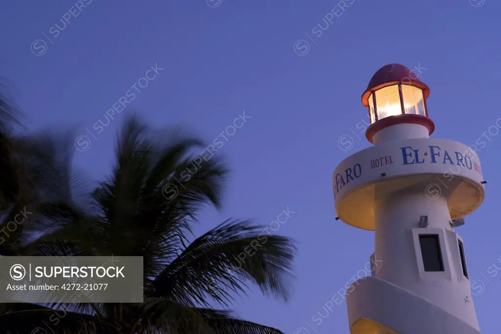 Playa del Carmen, Mexico. The lighthouse on the beach in Playa del Carmen Mexico