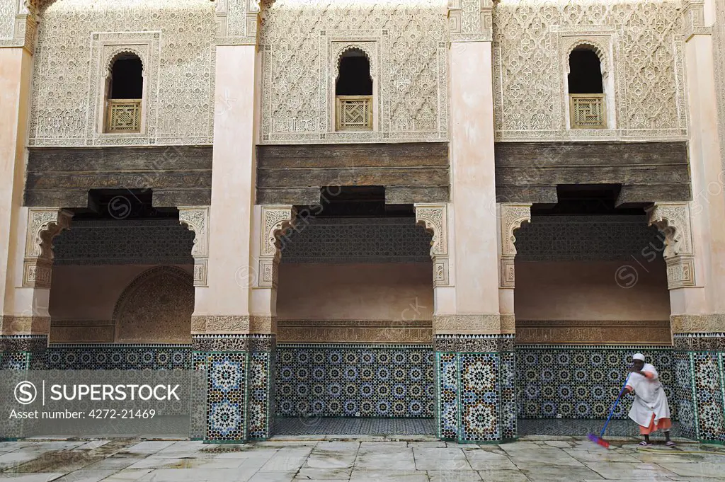 The beautifully restored Ali ben Youssef Medersa is the largest theological college in the Maghreb. Built in 1565 it once housed 900 students in the tiny rooms above the courtyard.