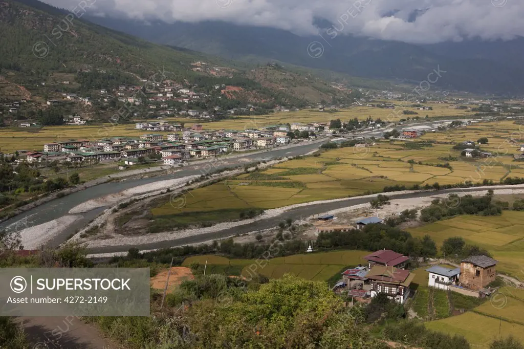 The Paro valley in Bhutan