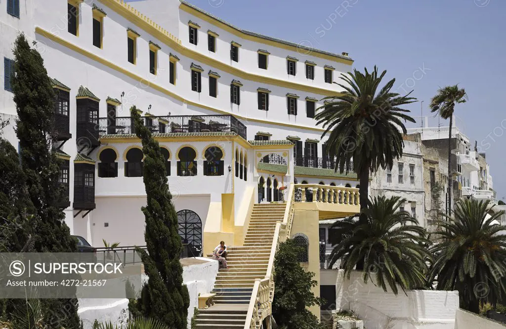 The historic Hotel Continental perched above the port in the old medina of Tangier. It was used for some scenes in the film of Paul Bowles' book The Sheltering Sky.