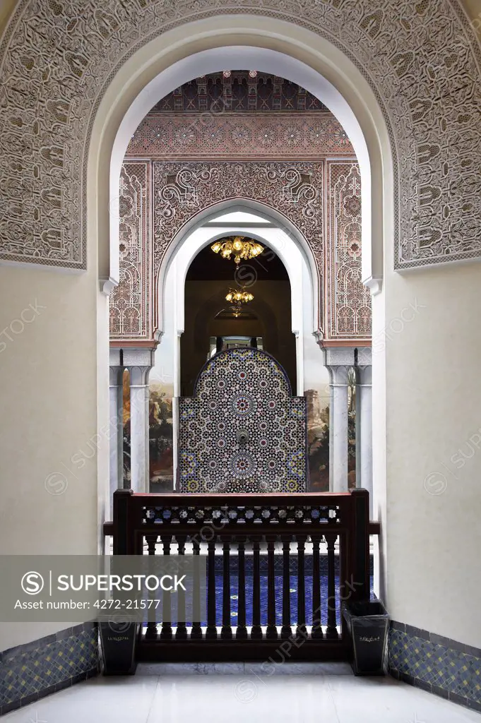 Interior of the famous Mamounia hotel in Marrakech.