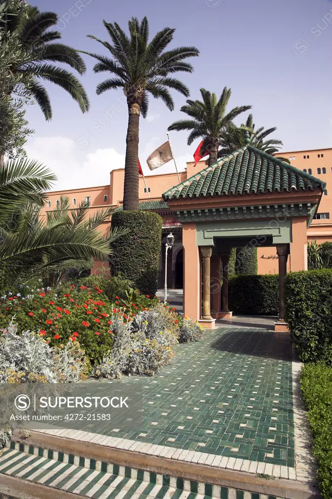 Entrance to the Mamounia, the most famous hotel in Marrakech.
