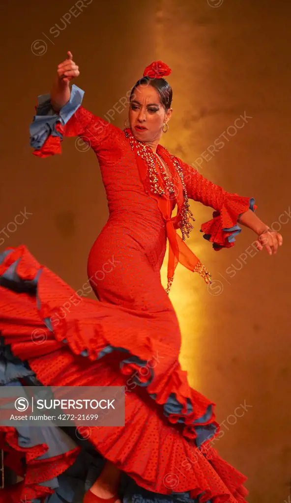 Morocco, Fes. Belen Maya performs Flamenco on the stage of the Bab Makina during the Fes Festival of Sacred World Music.