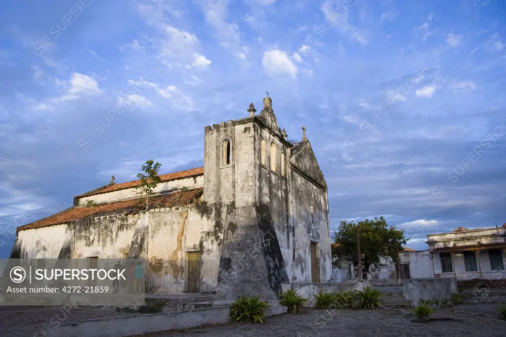 The catholic church Igreja de Nossa Senhora Rosaria on the main square of Ibo Island, part of the Quirimbas Archipelago, Mozambique