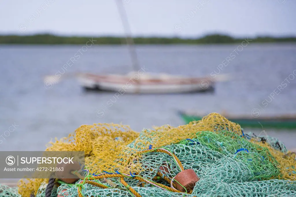Fishing nets in the harbour of Ibo Island in the Quirimbas Archipelago, Mozambique