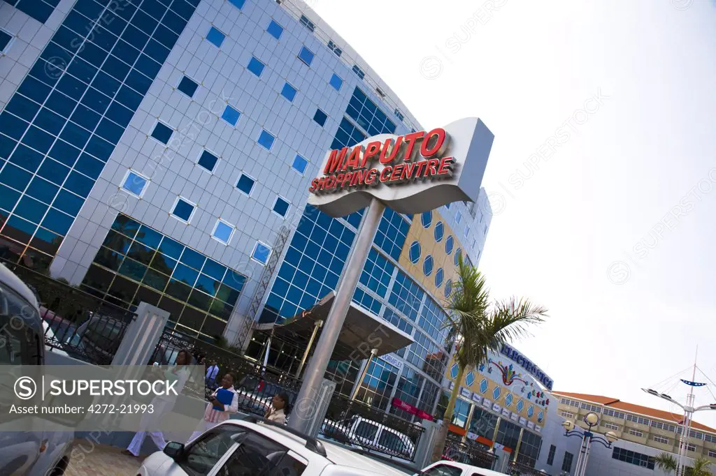 Mozambique, Maputo. Maputo Shopping centre in the Baixa district of downtown Maputo. The shopping centre is a popular new attraction in the capital city and includes numerous cafes and restaurants aswell as a cinema. Maputo is the capital of Mozambique.