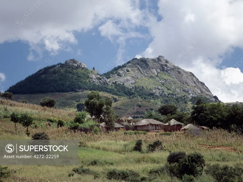 A rural scene between Dedza and Golomoti.  The majority of Malawians earn their living from the land.