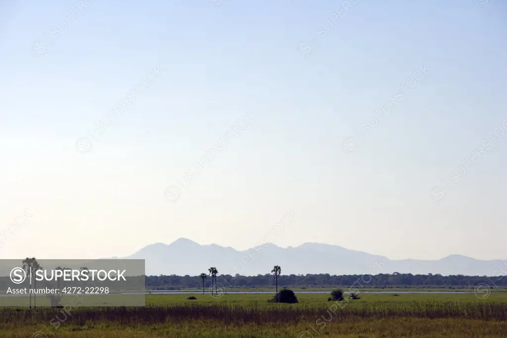 Malawi, Upper Shire Valley, Liwonde National Park. The wide floodplains of the Shire River.