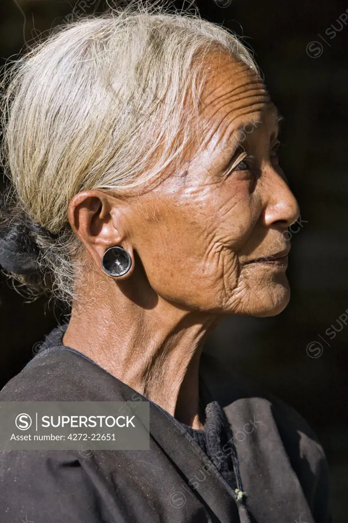 Myanmar, Burma, Wan-seeing.  An old Loi woman at Wan-seeing village.  The Loi, a Hill Tribe, live in seven villages scattered over a large forested area of the Shan Mountains.