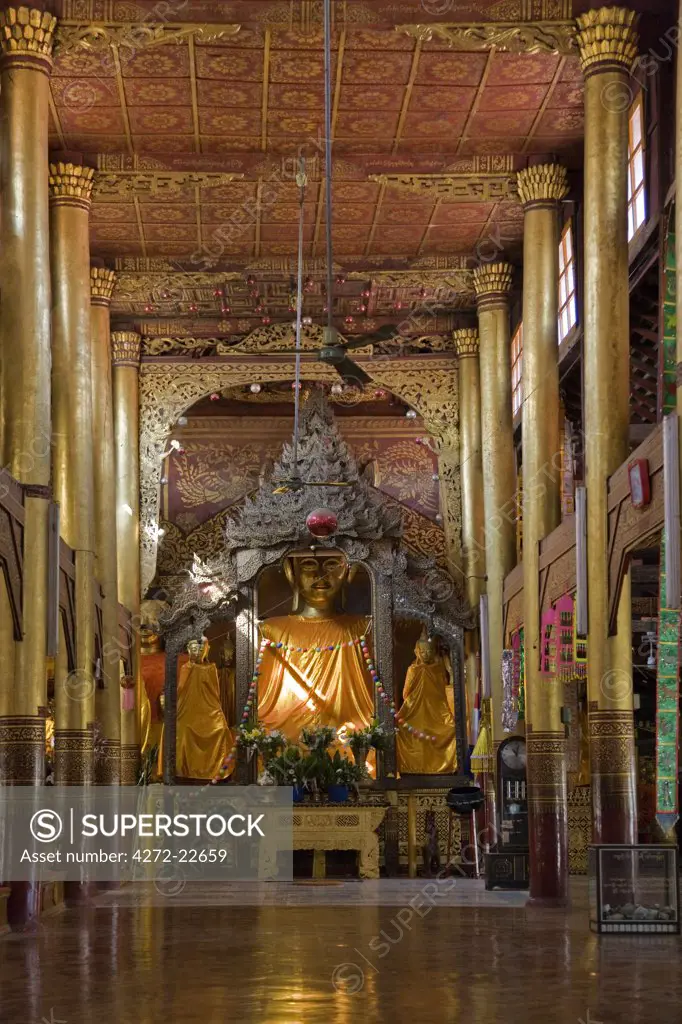 Myanmar, Burma, Kengtung. The beautiful temple of the Wat In monastery at Kengtung.