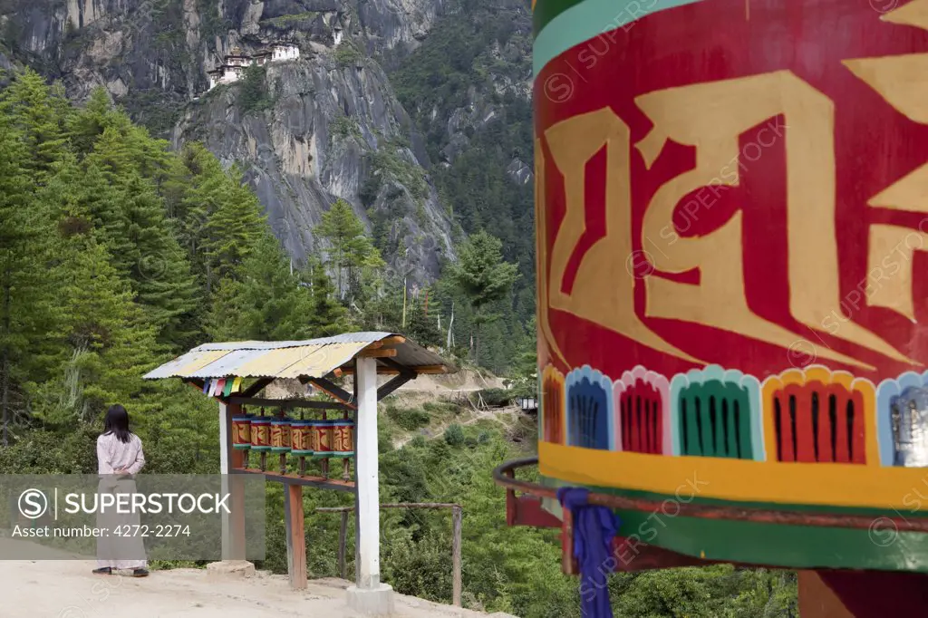 Along the path to the Taktsang or Tigers Nest in the Himalayan Kingdom of Bhutan