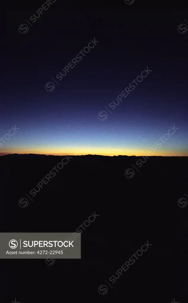 Entrance to Namib Naukluft Park, at Dawn  (05:45) with Venus in the sky