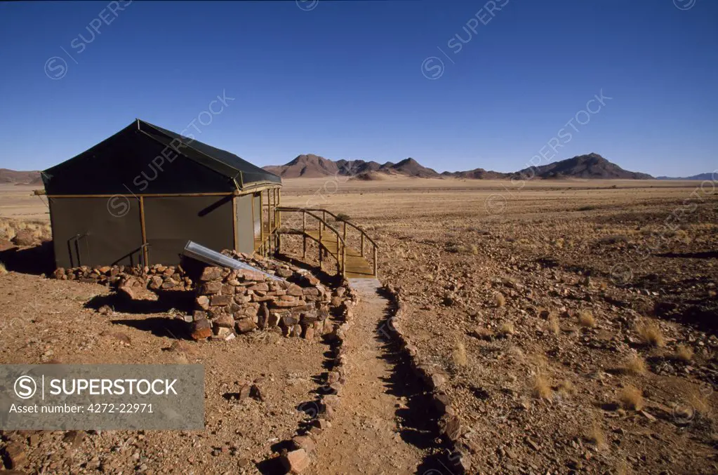 Accommodation is in tents raised on wooden platforms at Kuala desert Lodge