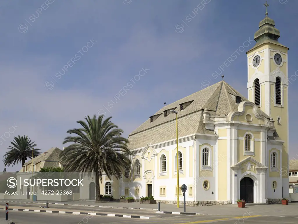A fine old building in Swakopmund depicts the architecture of this seaside town on Namibia's windswept Atlantic coast. The place has a distinctly Teutonic flavour, reflecting the country's colonial past as the Protectorate of German South-West Africa from the late 19th century until the end of the Great War.