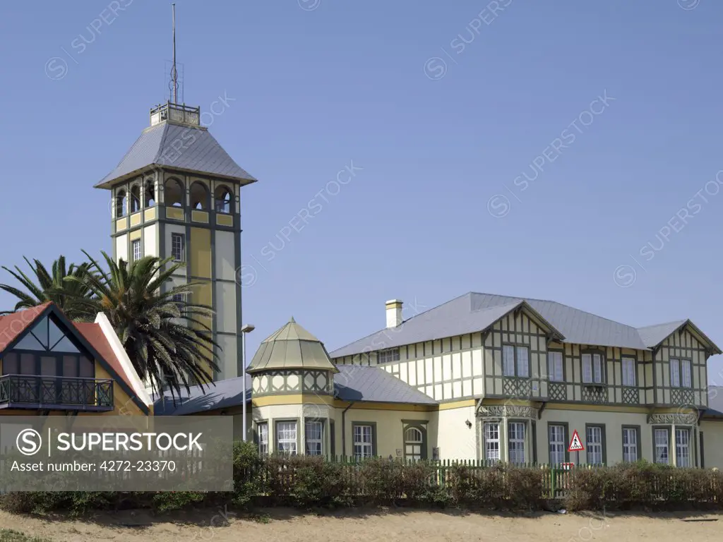 Fine old buildings in Swakopmund depicts the architecture of this seaside town on Namibia's windswept Atlantic coast. The place has a distinctly Teutonic flavour, reflecting the country's colonial past as the Protectorate of German South-West Africa from the late 19th century until the end of the Great War.