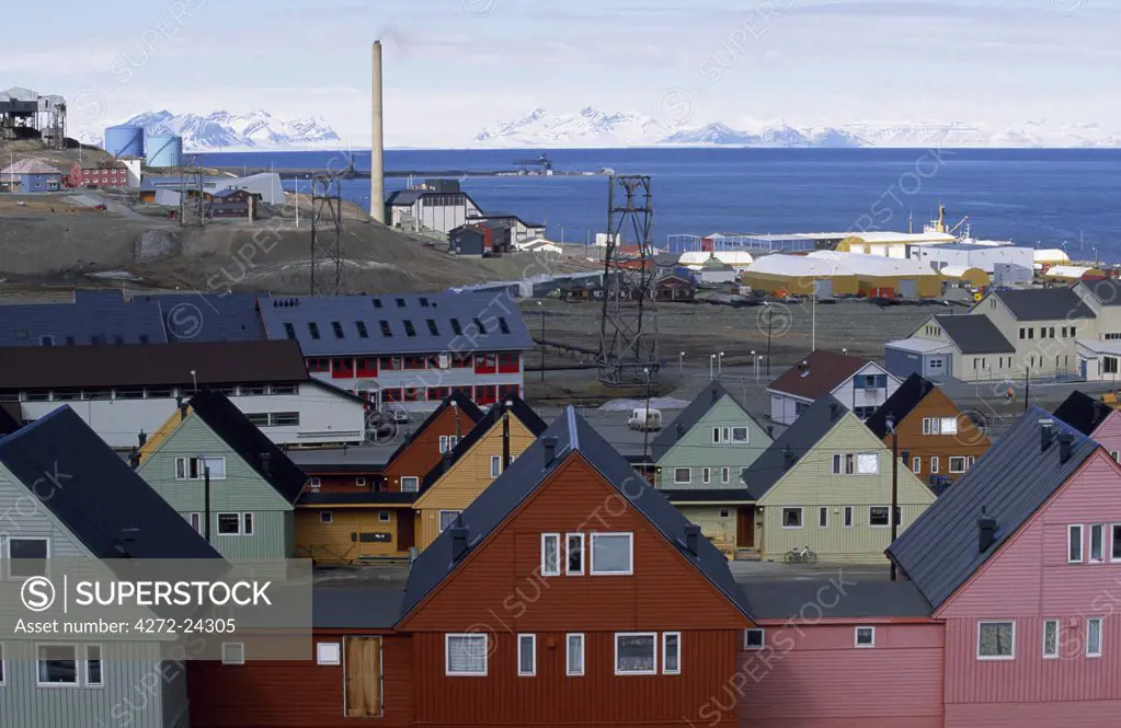 Housing and port facilities, Longyearbyen, late June.