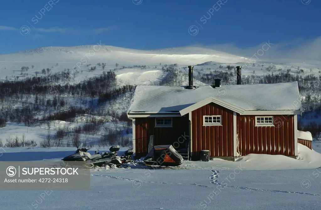 Farmstead and old postal station of Mollisjokk near Alta, Arctic Circle,Northern Norway