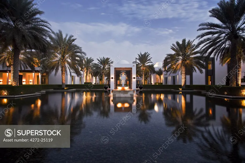 Oman, Masqat, Muscat, Ghubrah. The accomodation quarter of the luxury 5 star Chedi Hotel resort.