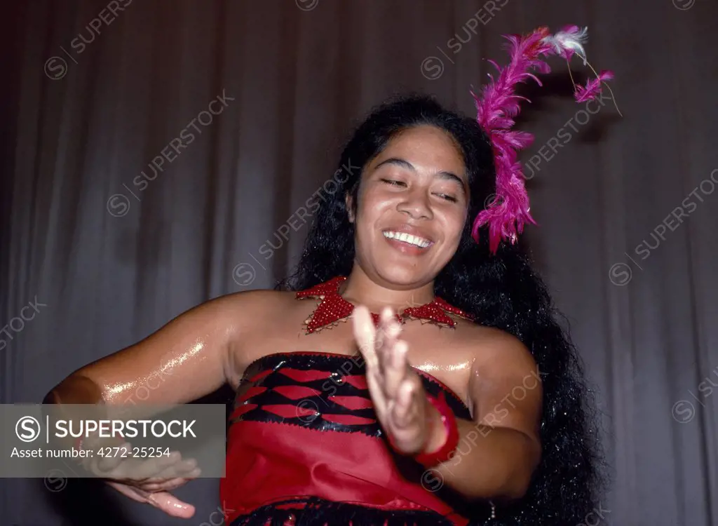 An island girl performs the Fiafia-Siva Dance