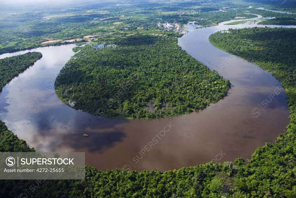 Peru, Amazon, Amazon River. Bends in the Nanay River, a Tributary of the Amazon River.