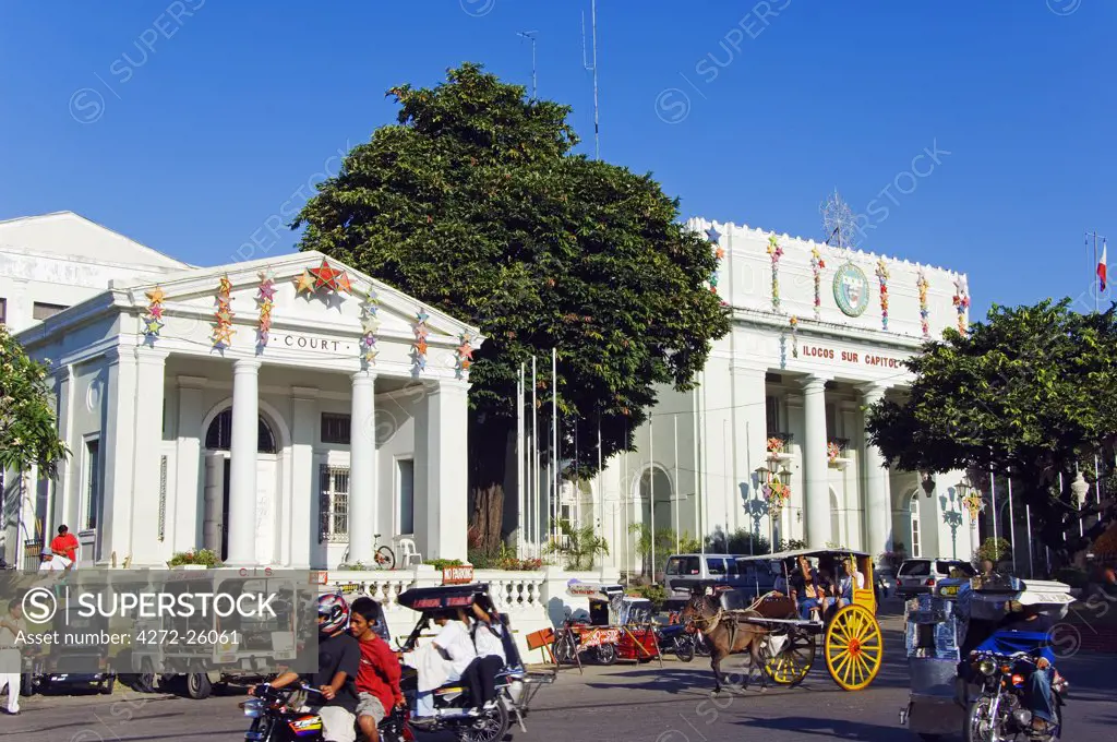 Philippines, Luzon Island, Ilocos Province, Vigan City. Government court buildings.